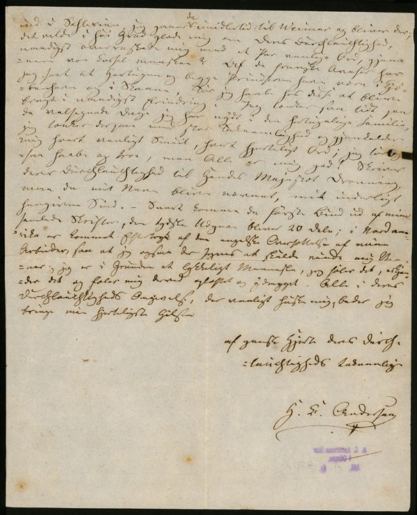 Brev fra H.C. Andersen til Louise Sophie (25/08-1846)
